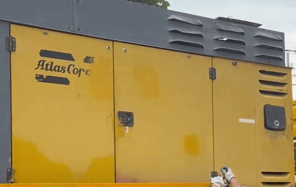 Used Atlas Copco 1050 mobile air compressor, right side view