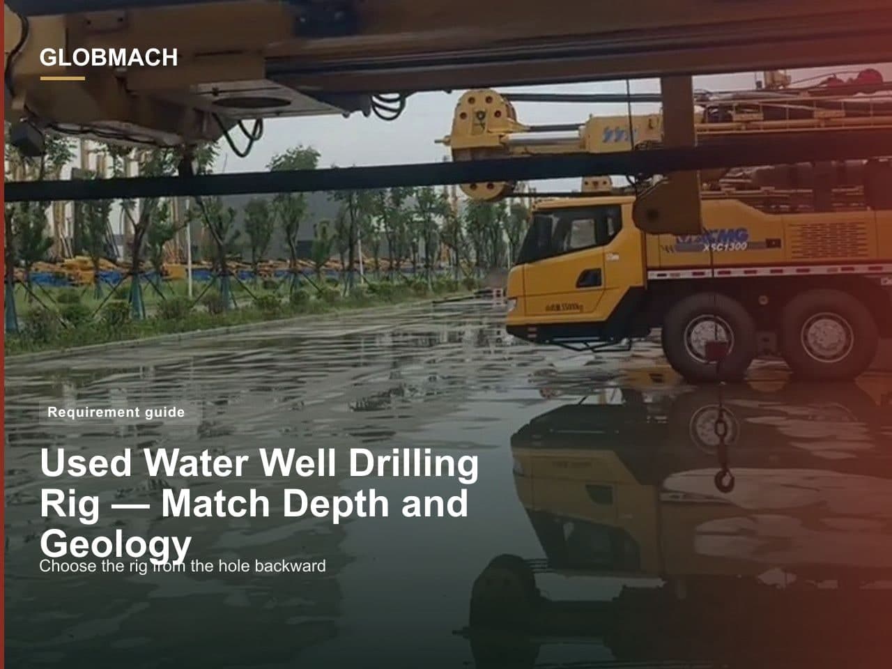 Used XCMG XSL20/1000 water well drilling rig in a machinery yard