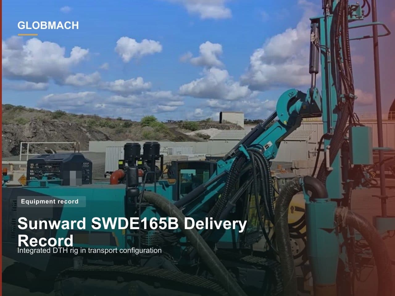 Perforadora DTH integrada Sunward SWDE165B en configuración de transporte