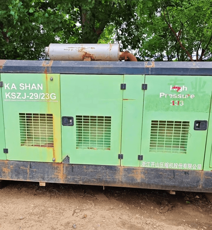 Used Kaishan 29-23 portable air compressor front view