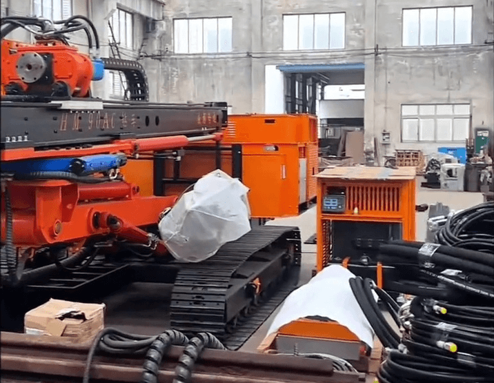 Used Hamai HM90A rock drilling rig, right side view