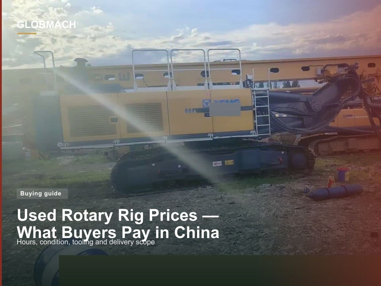 Used SANY SR275E hybrid-electric rotary drilling rig on a foundation jobsite